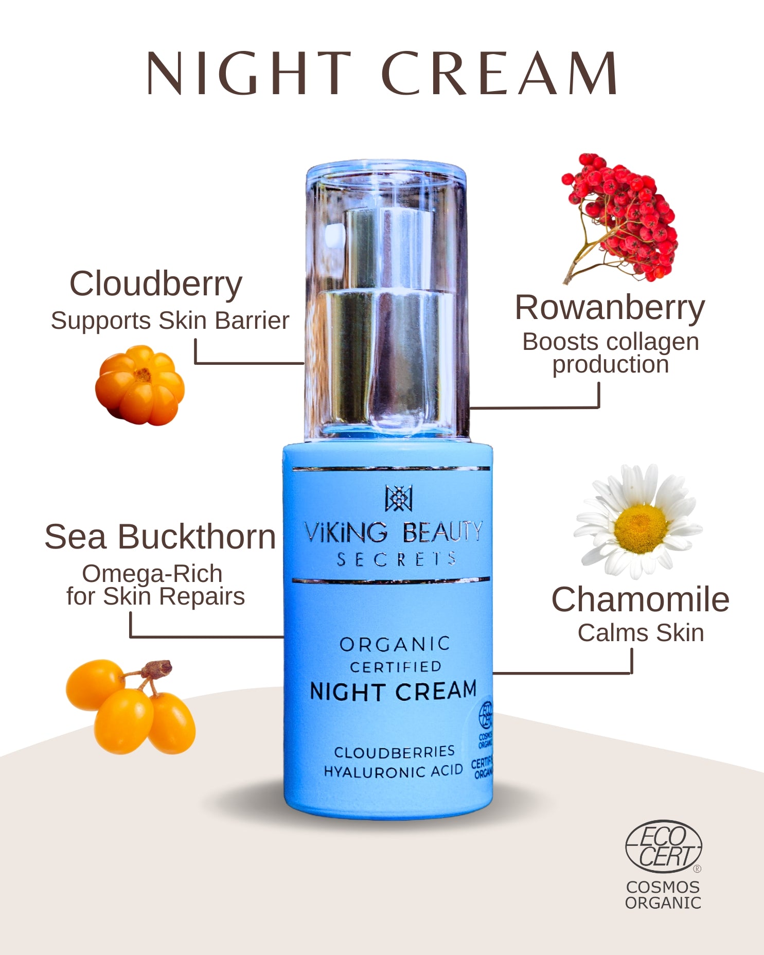 Certified Organic Restorative Night Cream with Cloudberries